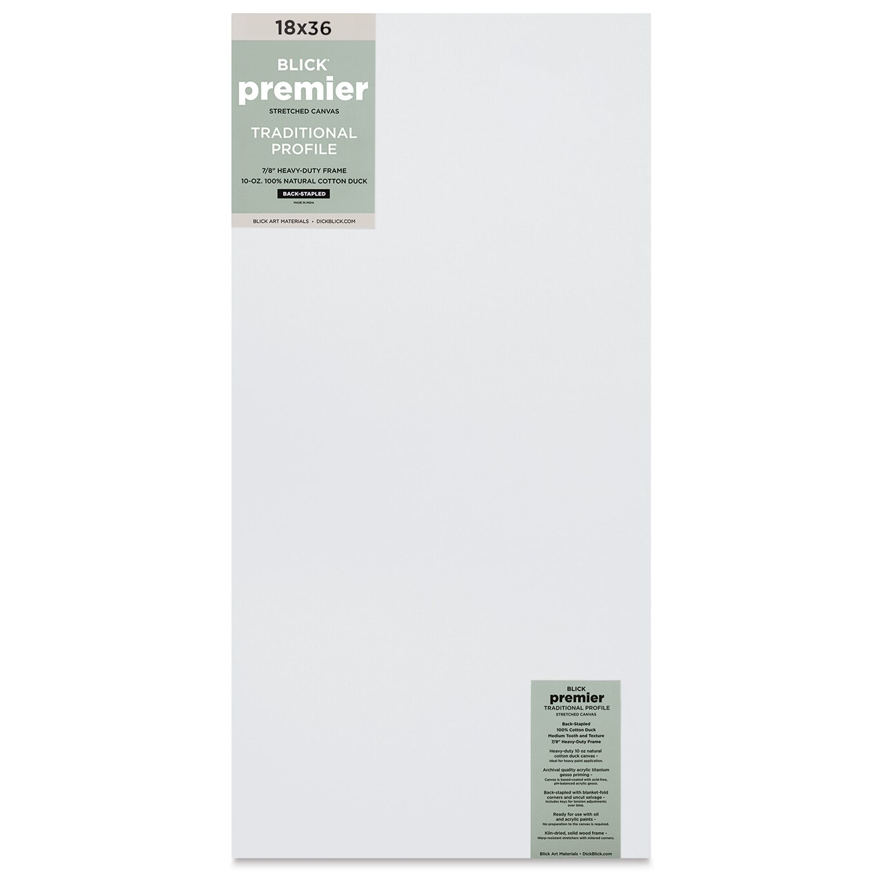 Blick Premier Stretched Cotton Canvas - Traditional Profile, Back-Stapled, 18" x 36"